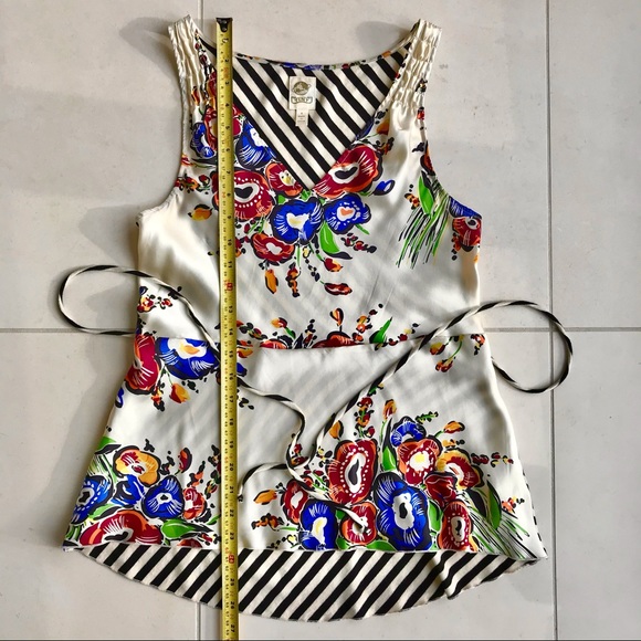 Anthropologie Silk Floral & Striped Top by “Tiny” - Picture 13 of 16